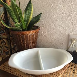 Pyrex Vintage True Opal Divided Dish, #1063, 1 1/2qt